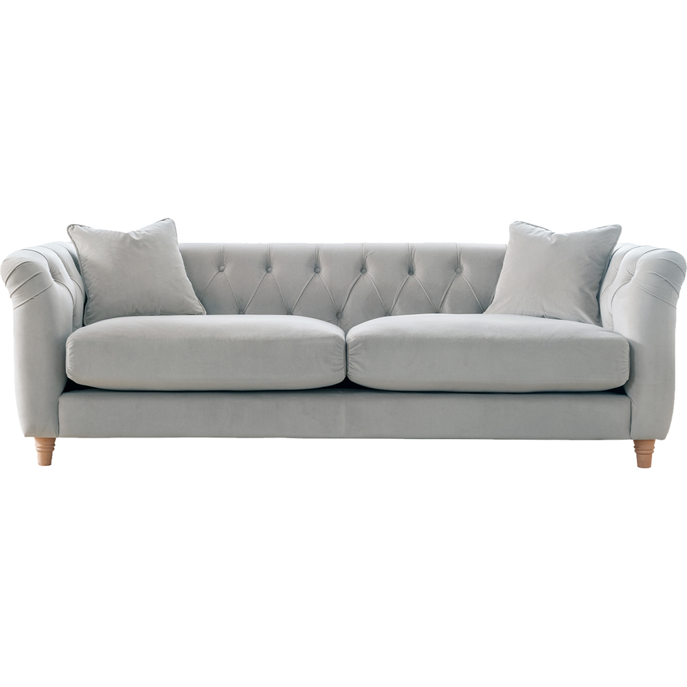 Elsie Chesterfield 6 Seater Chalk Plush Velvet Sofa Suite Image 4