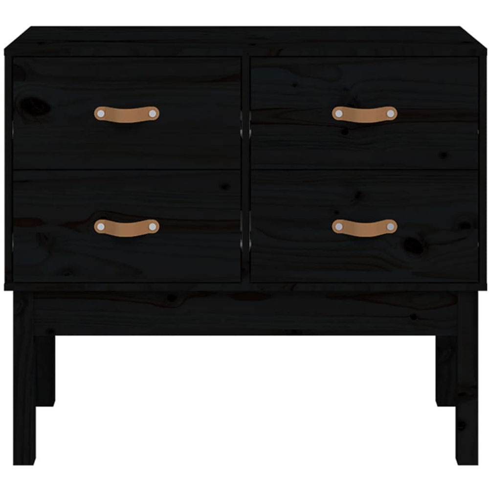 vidaXL 4 Drawer Black Solid Wood Pine Console Cabinet Image 6