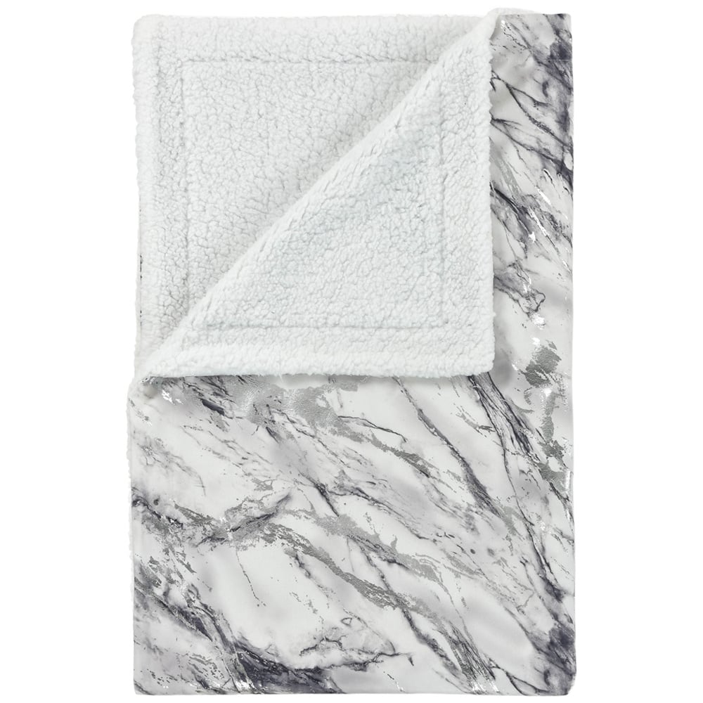 Velosso Grey Marble Sherpa Throw 150 x 200cm Image 1