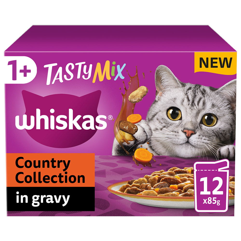 Whiskas Adult Cat Wet Food Pouches Tasty Mix Veg in Gravy 12 x 85g Image 1