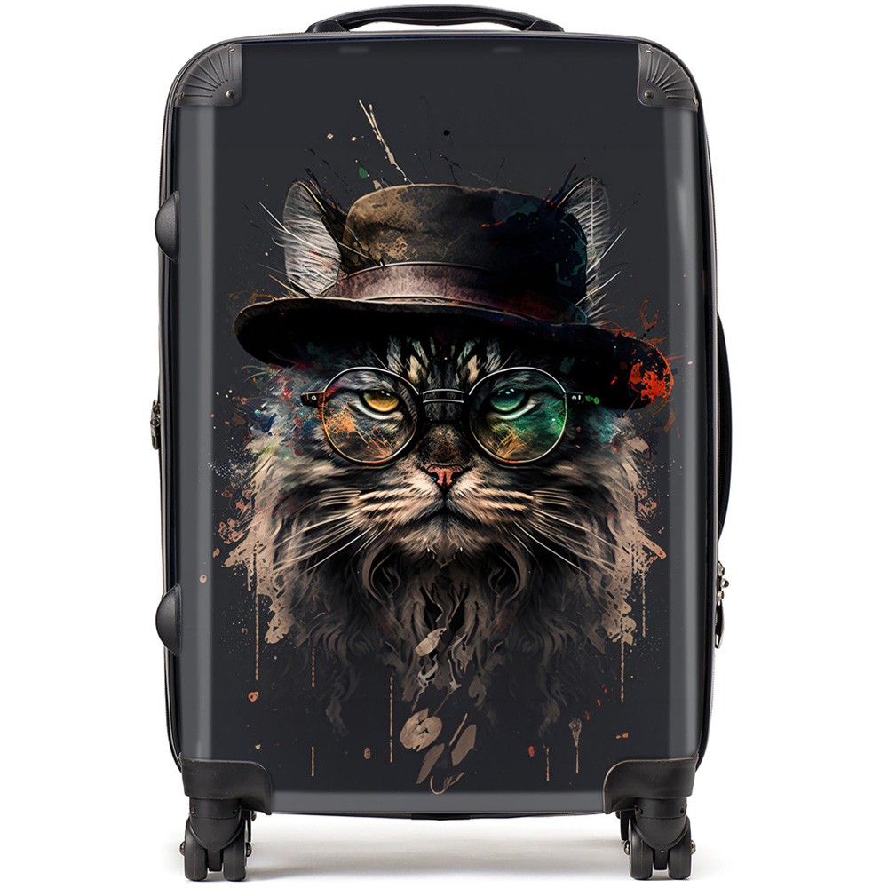 Warren Reed Designer Medium Maine Coon Cat With Glasses Splashart Suitcase Image 1