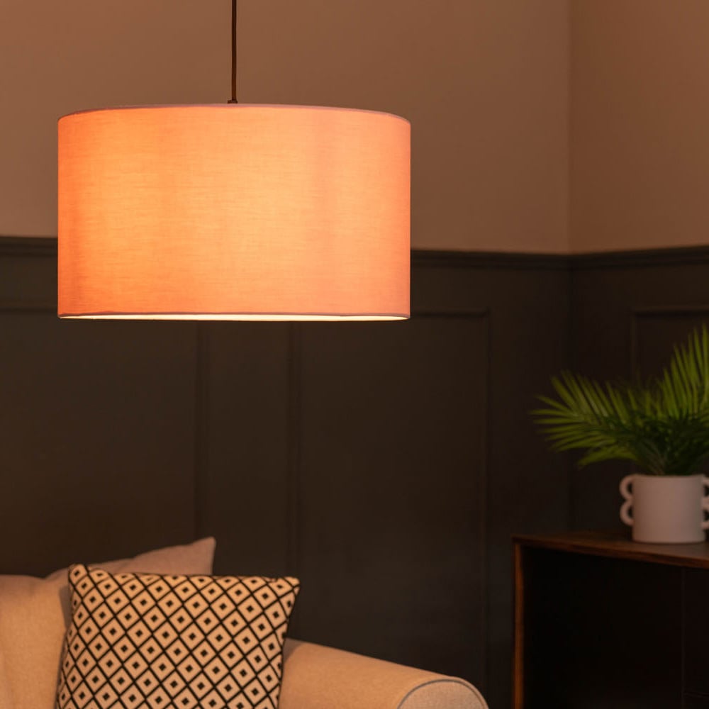 ValueLights Reni Blush Fabric Drum Ceiling Lamp Shade 45cm Image 2