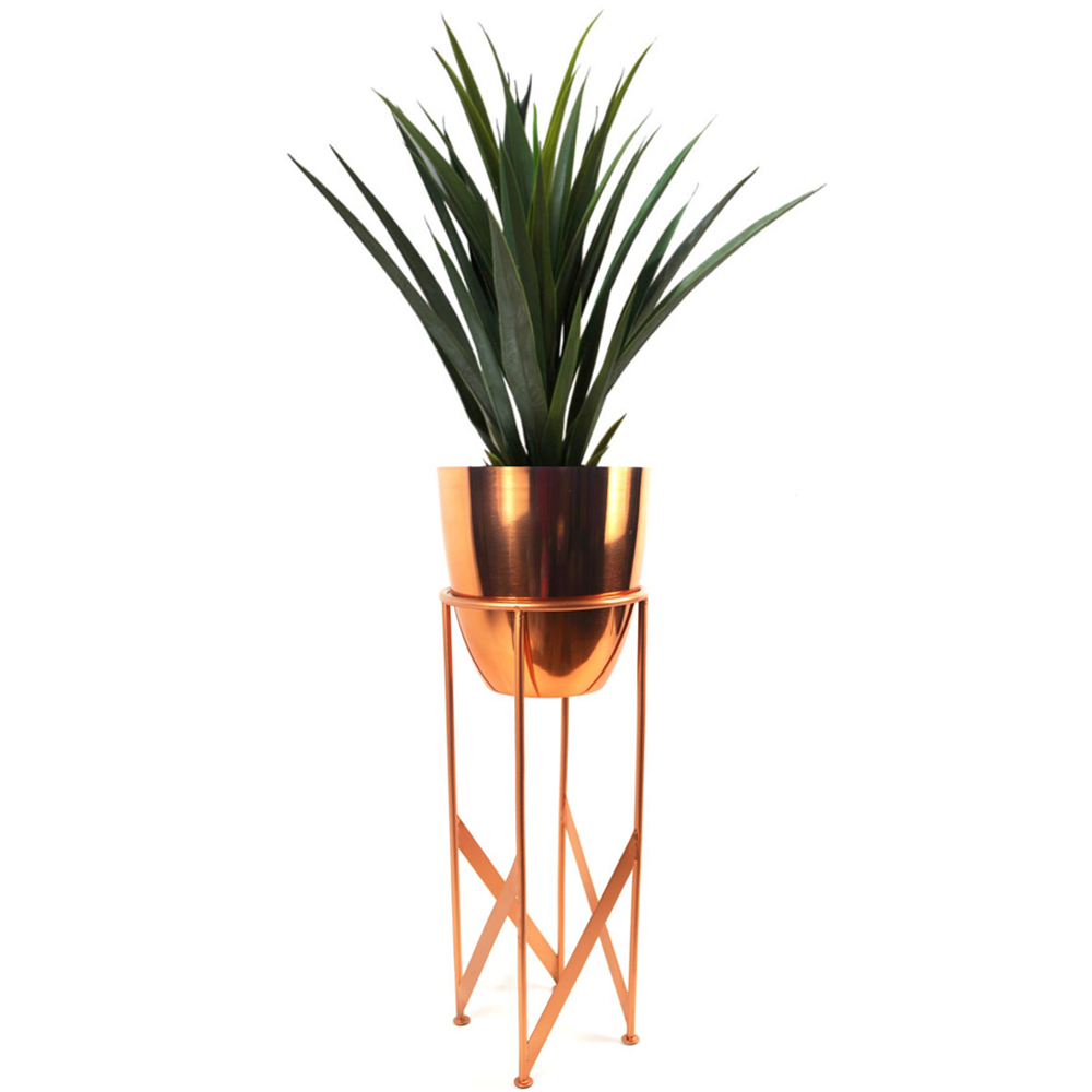 Botanik Yukka Artificial Plant in Copper Metal Planter 3ft Image 1