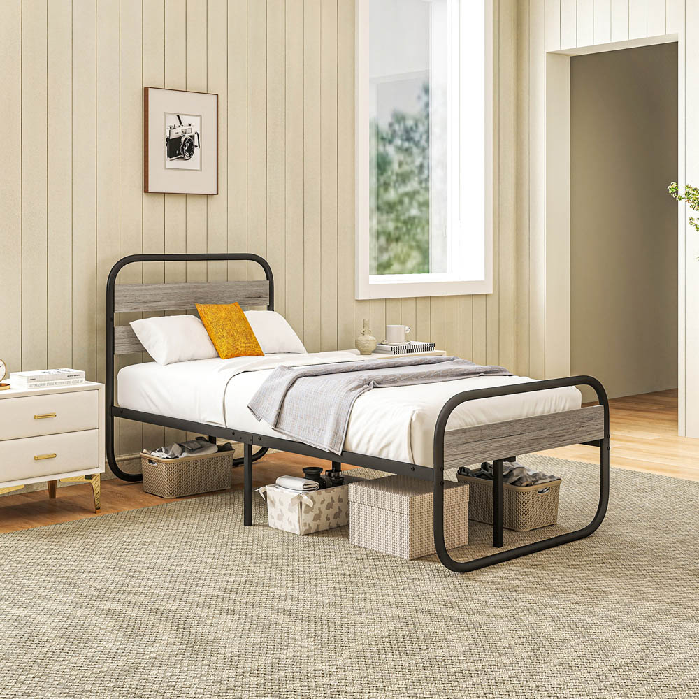 Portland Single Metal Platform Bed Frame with Underbed Storage Image 4