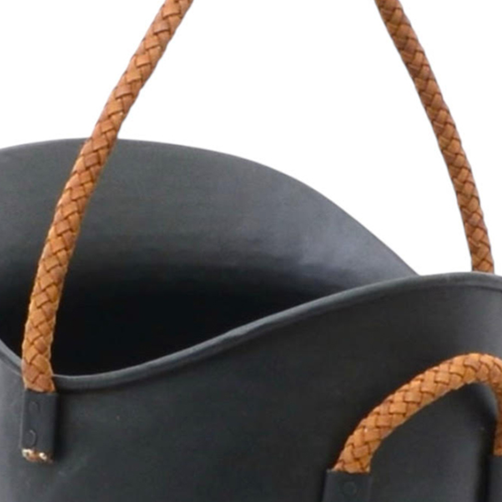 Acacia Home Black Coal Bucket with Brown Handle Image 3