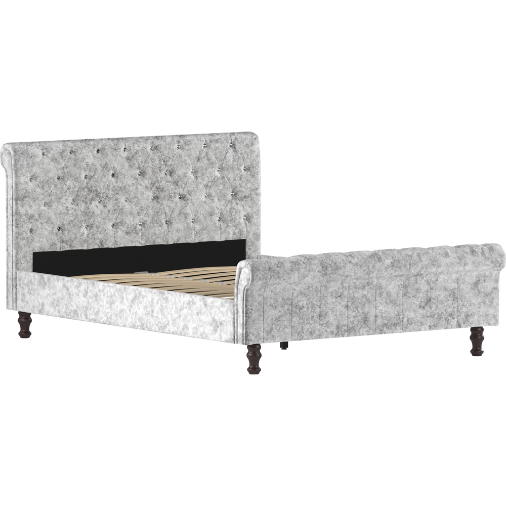 VIDA DESIGNS Violetta King Size Silver Crushed Velvet Bed Frame Image 2
