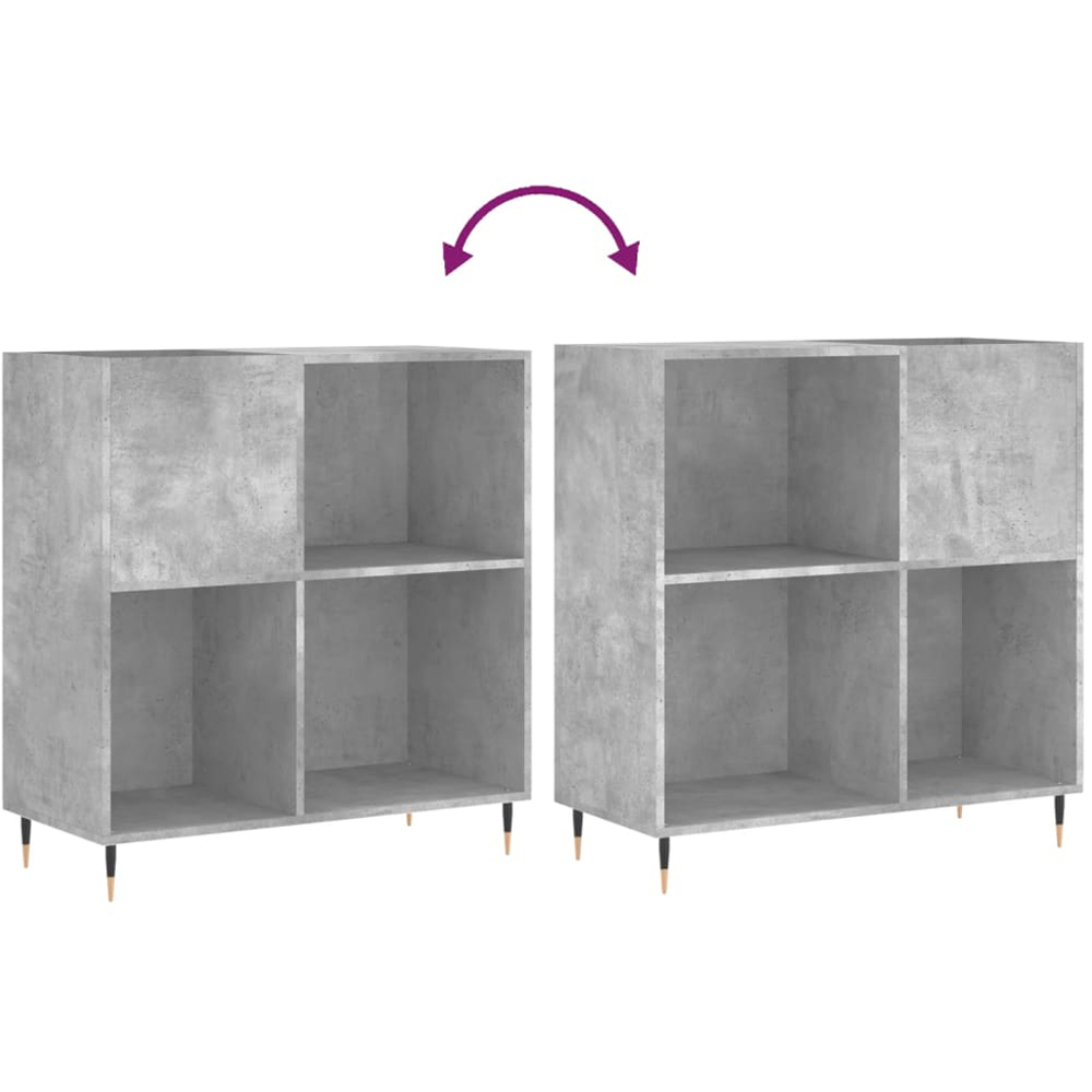 vidaXL 3 Shelf Concrete Grey Record Cabinet Image 7