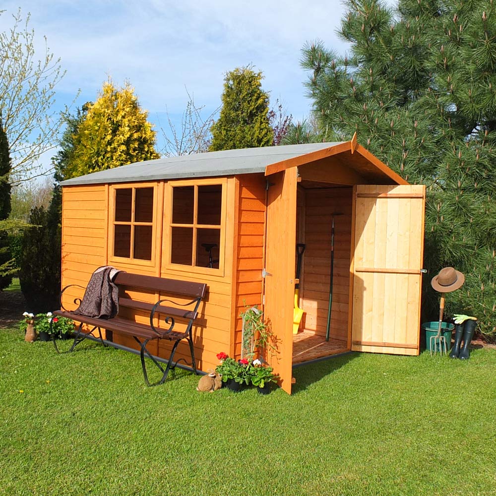 Shire 10 x 7ft Double Door Dip Treated Overlap Apex Shed Image 3