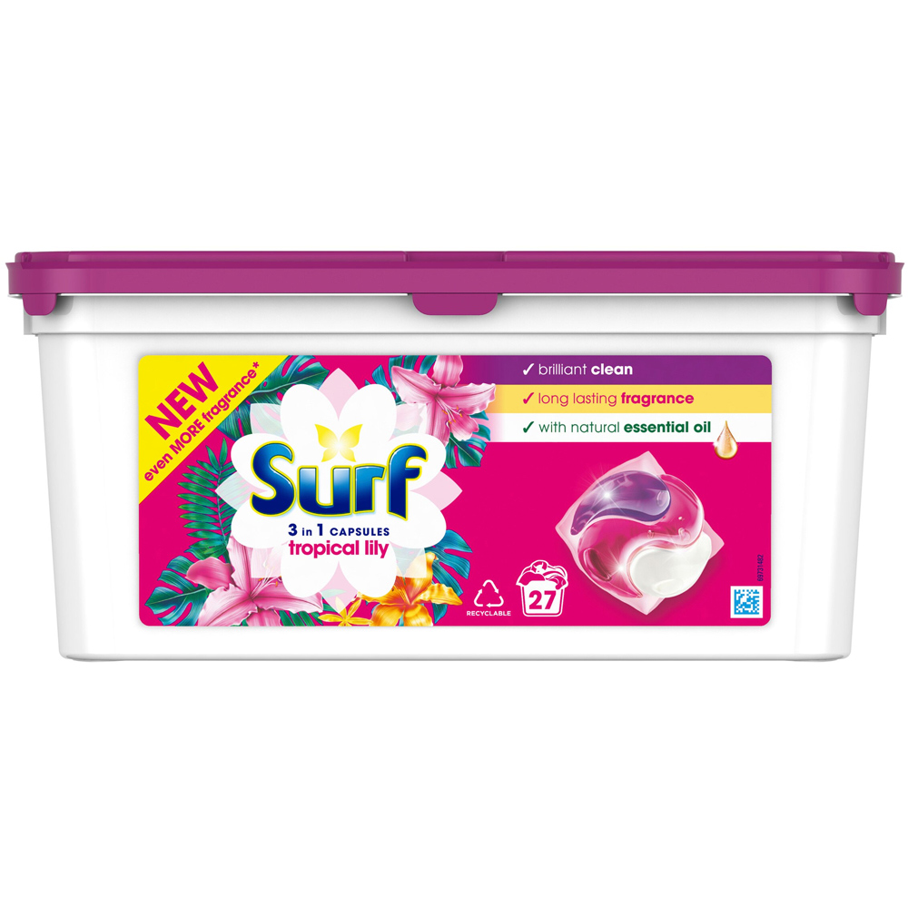 Surf 3 in 1 Tropical Lily Laundry Washing Capsules 27 Washes Image 1