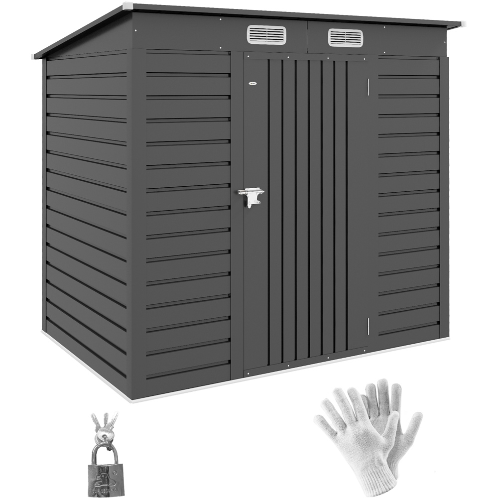 Outsunny 6.3 x 4.3ft 2 Door Light Grey Metal Garden Storage Shed Image 4