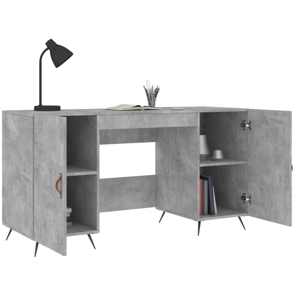 vidaXL 2 Door Computer Desk Concrete Grey Image 9
