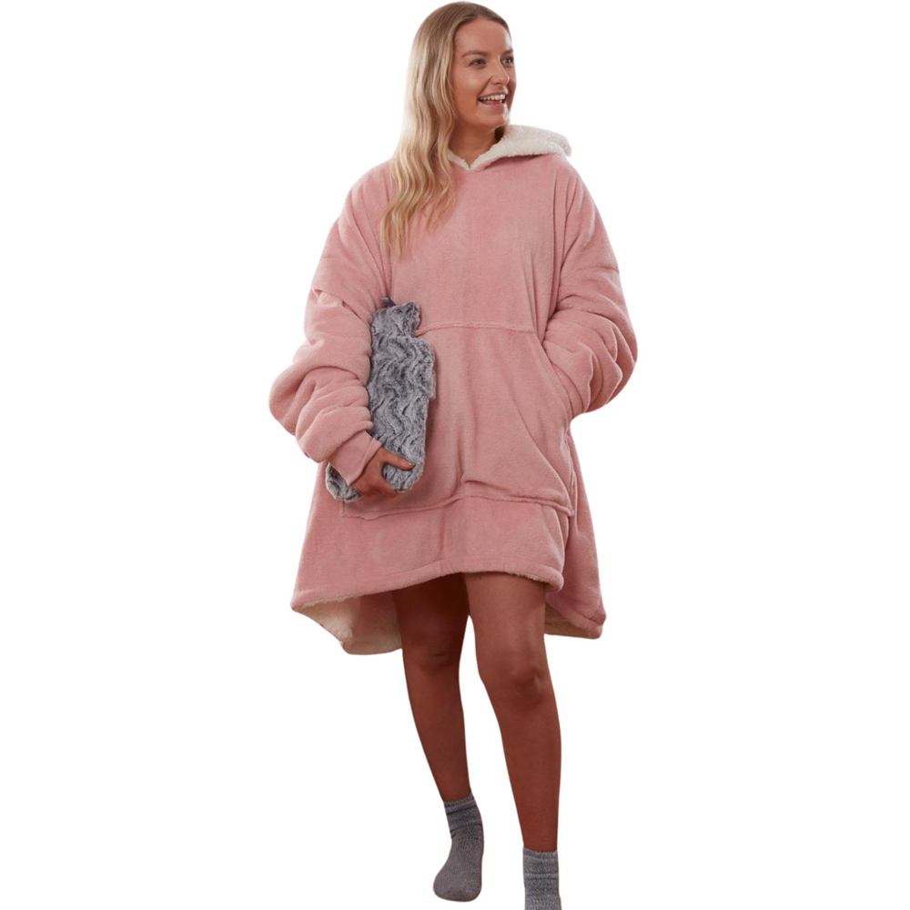 Sienna Blush Pink Plush Sherpa Oversized Hoodie Blanket Image 1