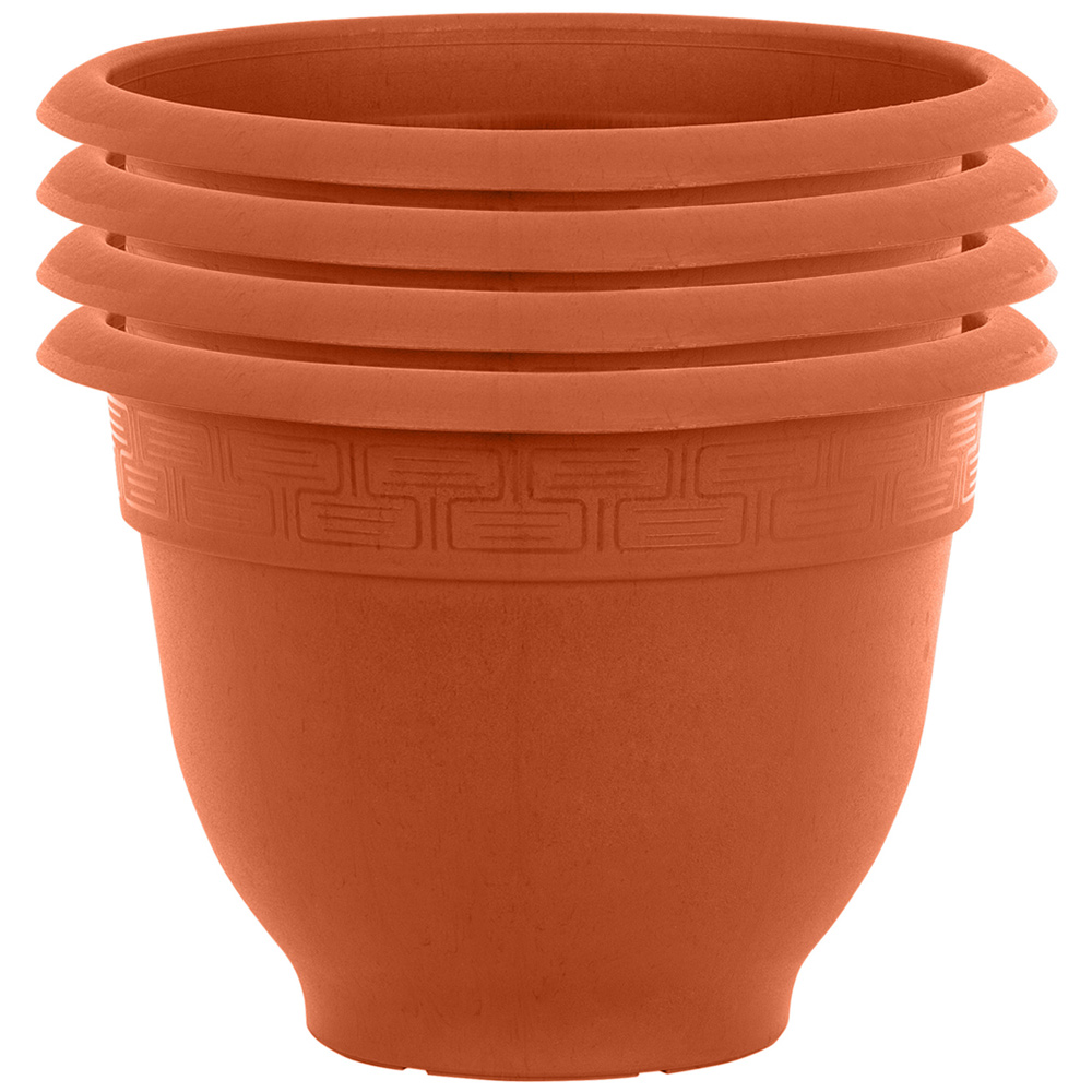 Wham Bell Pot Terracotta Recycled Plastic Round Planter 28cm 4 Pack Image 1