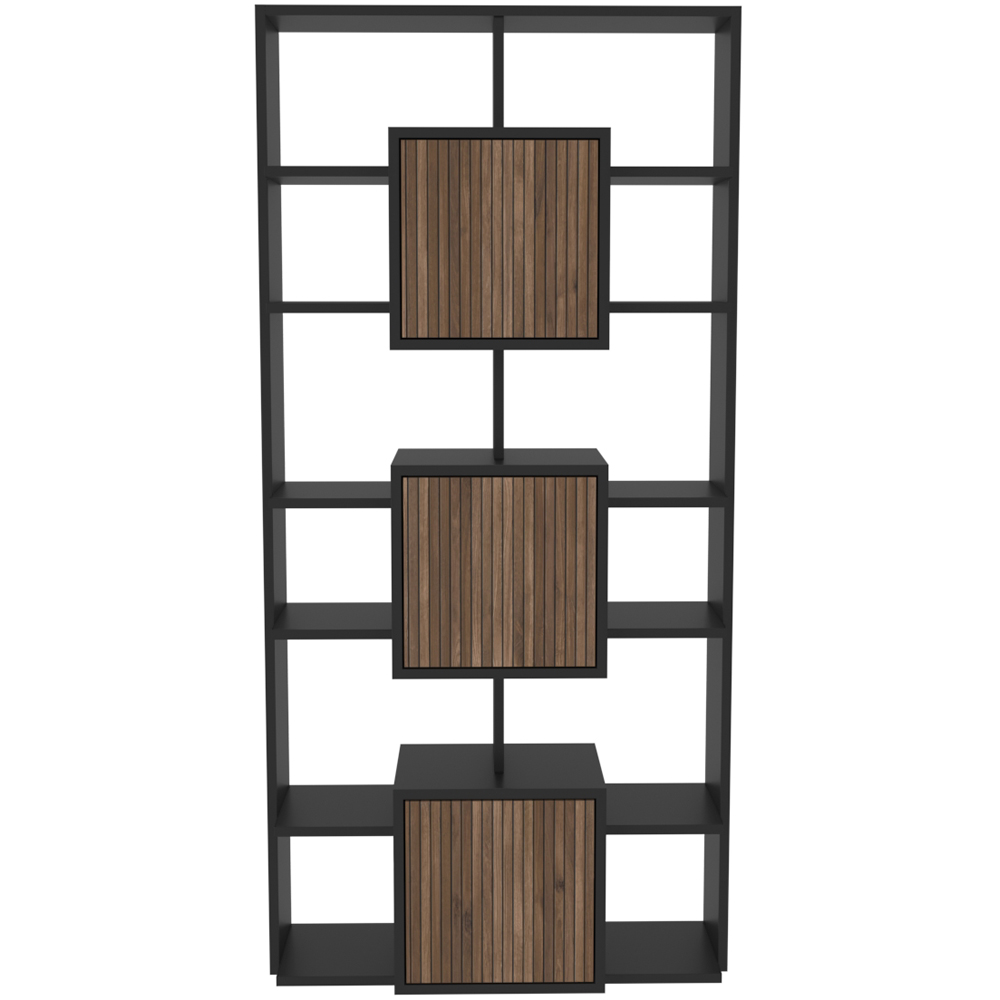 Decorotika Monaco 3 Door 12 Shelf Black Alina Bookcase Image 3