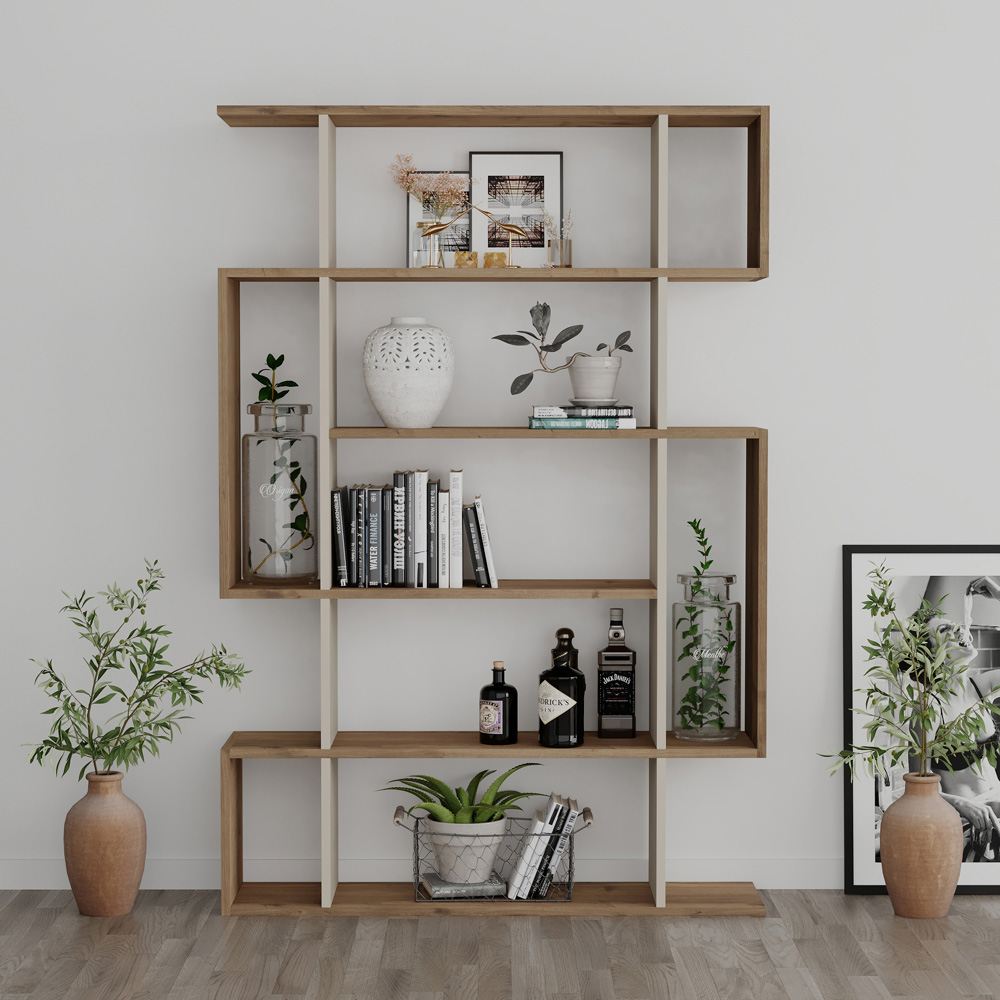 Decortie Mito 13 Shelf Hitit and Sandstone Wall Mounted Bookcase Display Unit Image 4