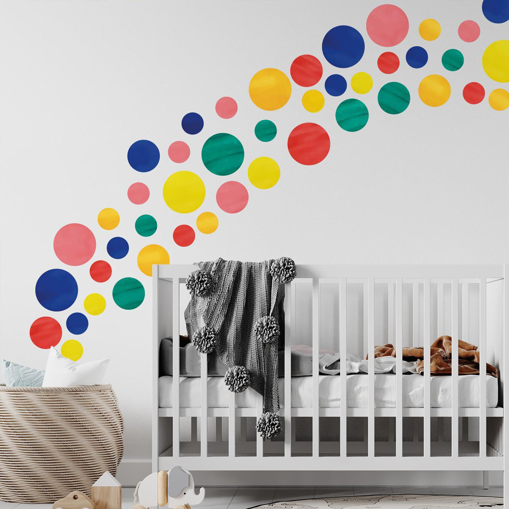 Walplus Kids Watercolour Circles Colourful Rainbow Self Adhesive Wall Stickers Image 3