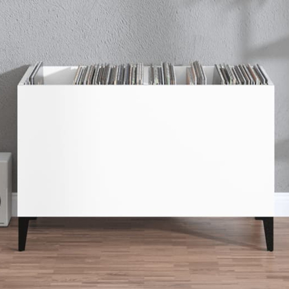 vidaXL High Gloss White Record Cabinet Image 1