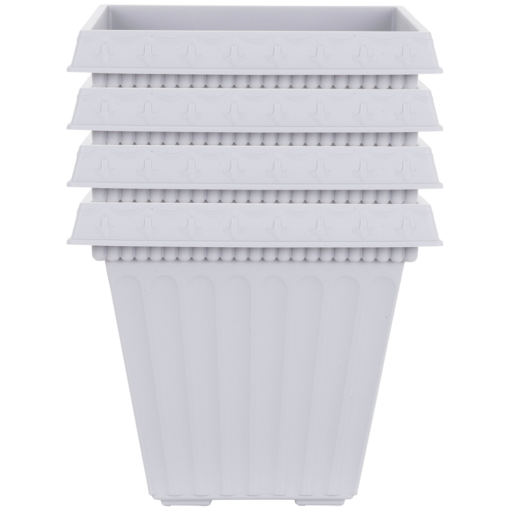 Wham Etruscan Soft Grey Square Recycled Plastic Planter 35cm 4 Pack Image 1