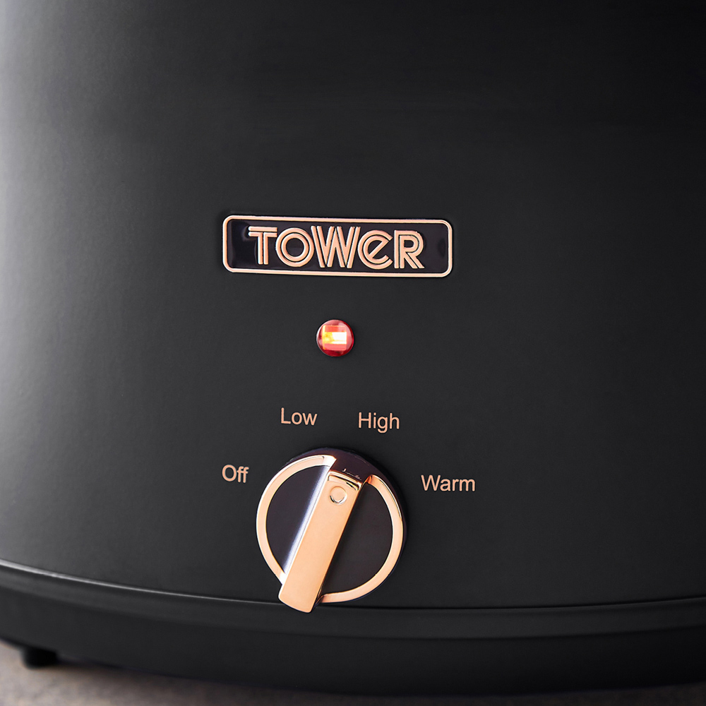 Tower T16043BLK Cavaletto Black and Rose Gold Slow Cooker 6.5L Image 3