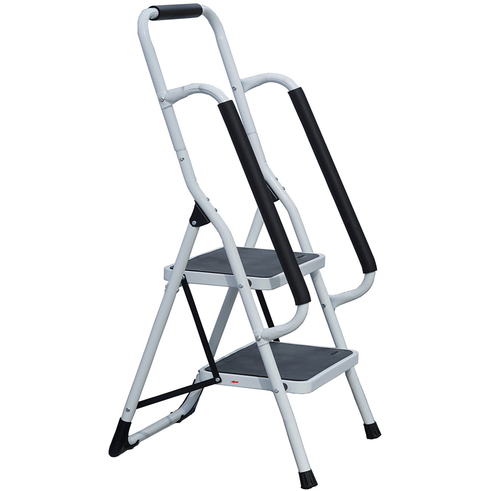 Gr8 Home 2 Step Folding Stool with Handrail Image 3