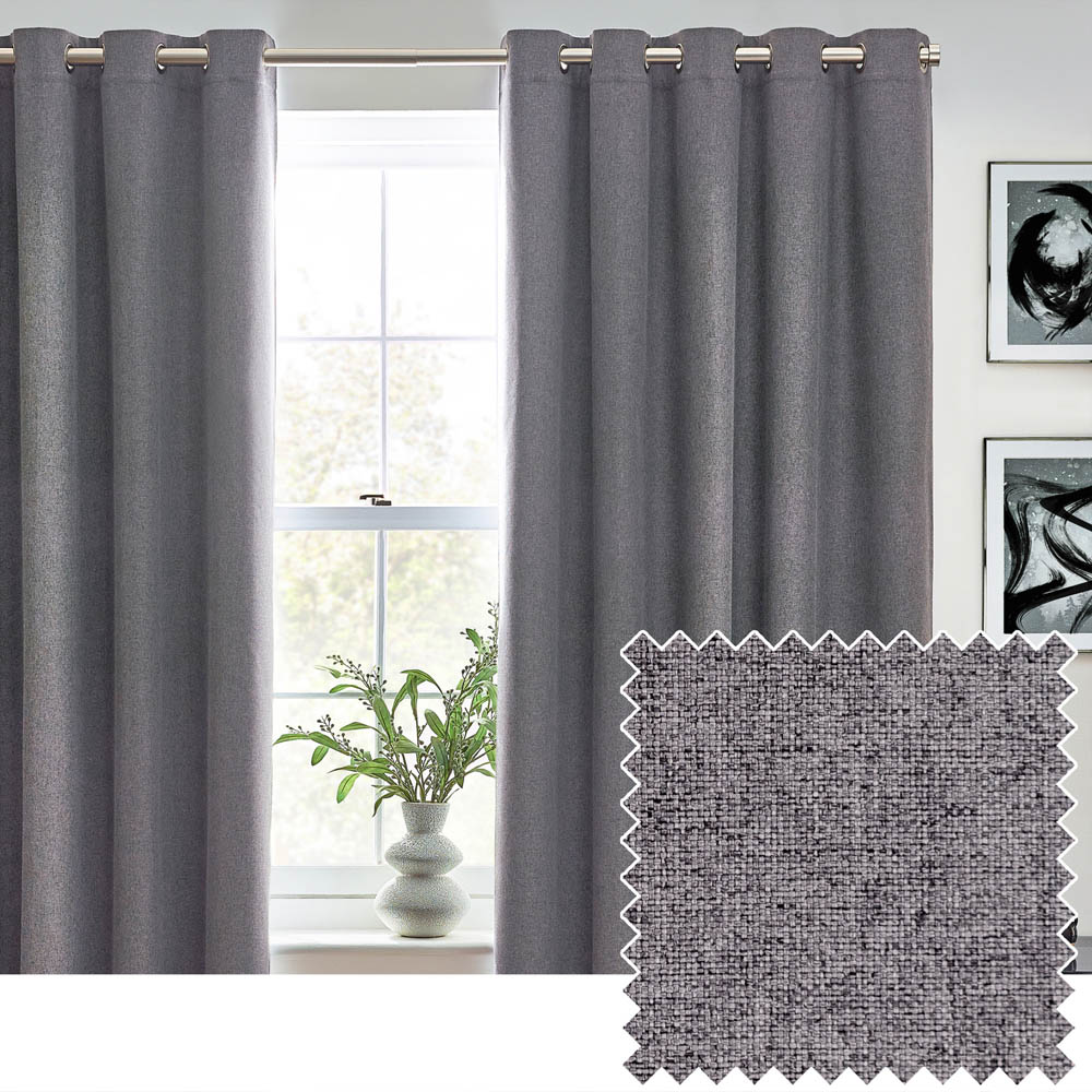 furn. Dawn Charcoal Thermal Blackout Eyelet Curtain 137 x 117cm Image 2