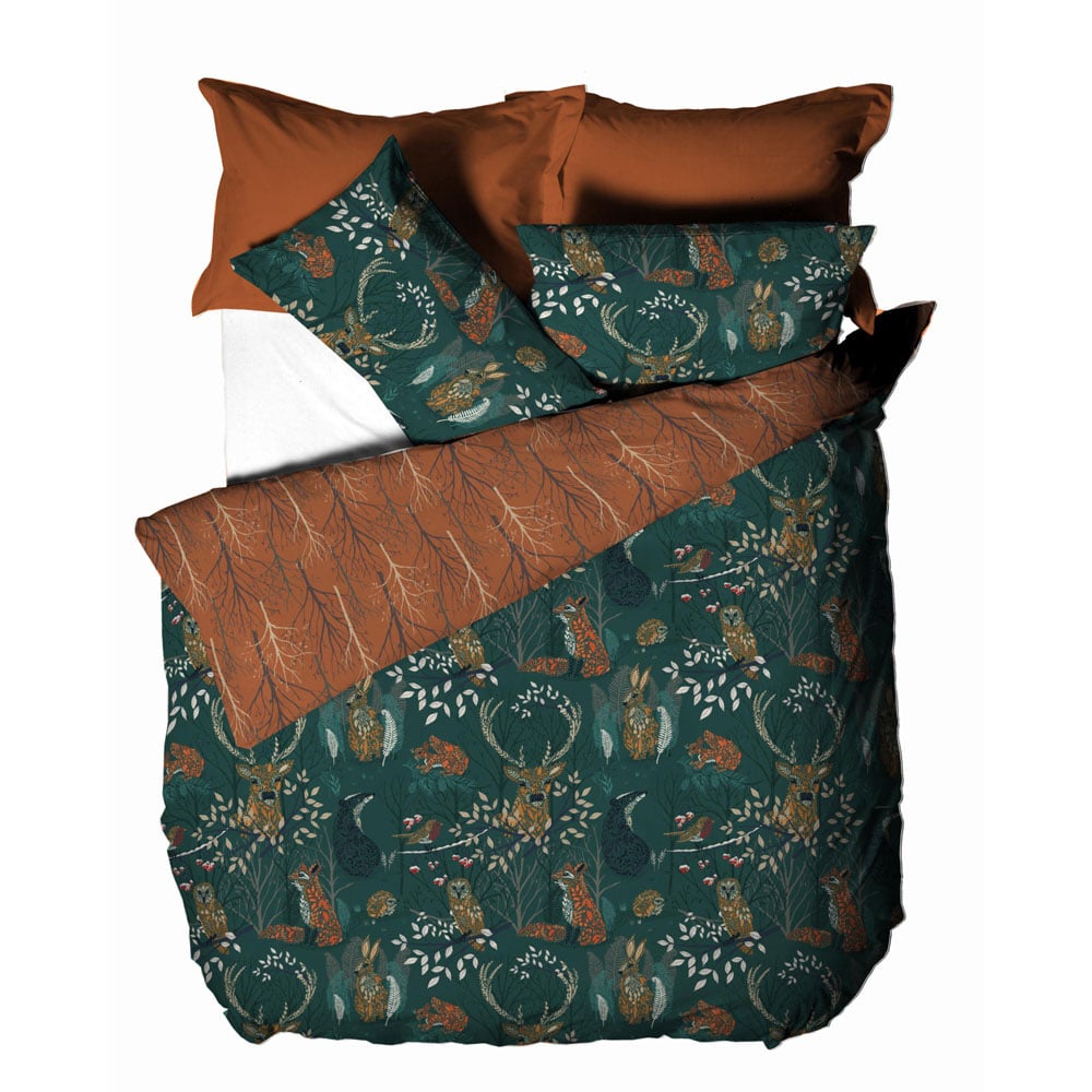 furn. Forest Fauna Single Emerald Duvet Set Image 4