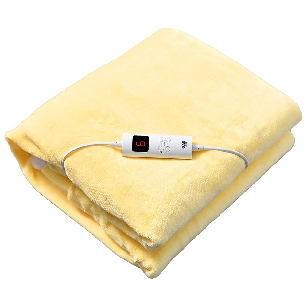 GlamHaus Yellow Electric Heated Blanket 130 x 160cm Image 1