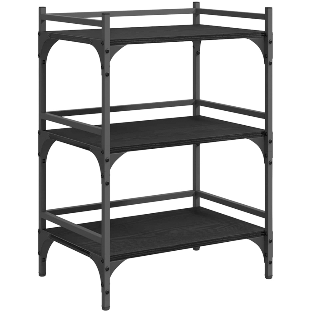 vidaXL 3 Shelf Black Oak Kitchen Trolley Image 5