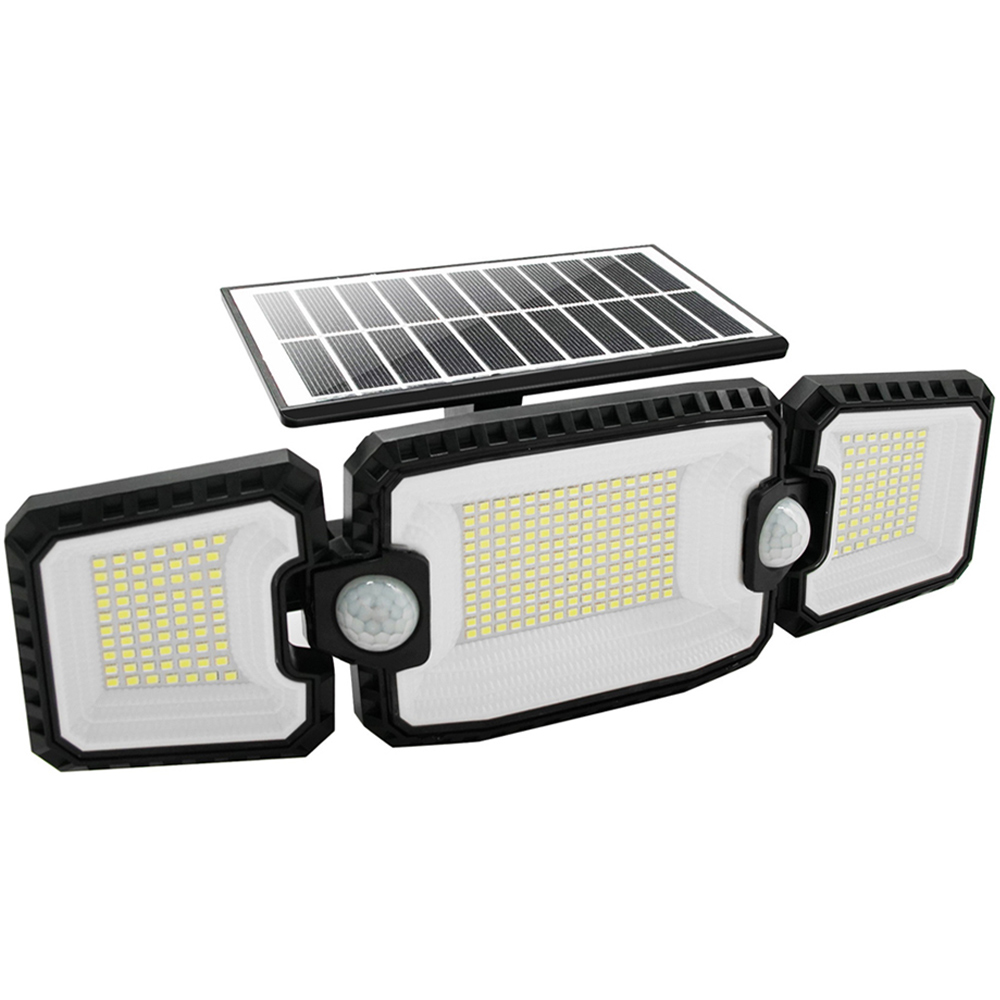 Callow Solar LED Triple Security Floodlight with Double PIR Sensor Black Image 1