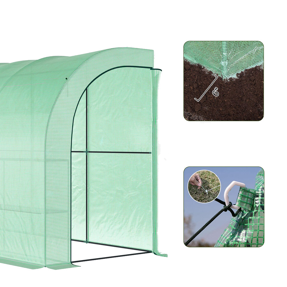 Outsunny Green 5 x 10ft Backyard Nursery Lean To Greenhouse Image 6