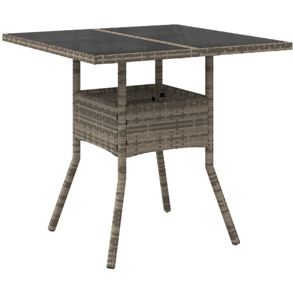 Walplus 2 Seater Grey Poly Rattan Glass Top Garden Dining Table Image 2