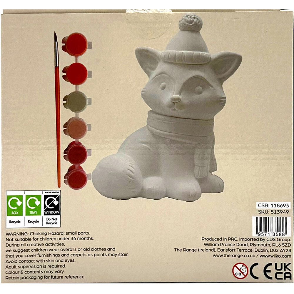 Paint Your Own Ceramic Autumn Fox Kit White Image 2