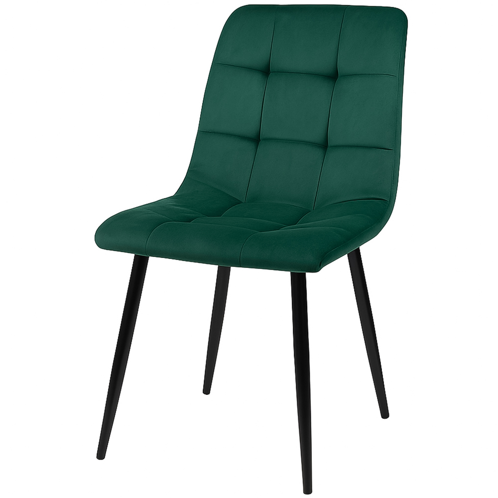 Portland 4 Seater Velvet Tufted Glass Tabletop Round Dining Set Green Image 3