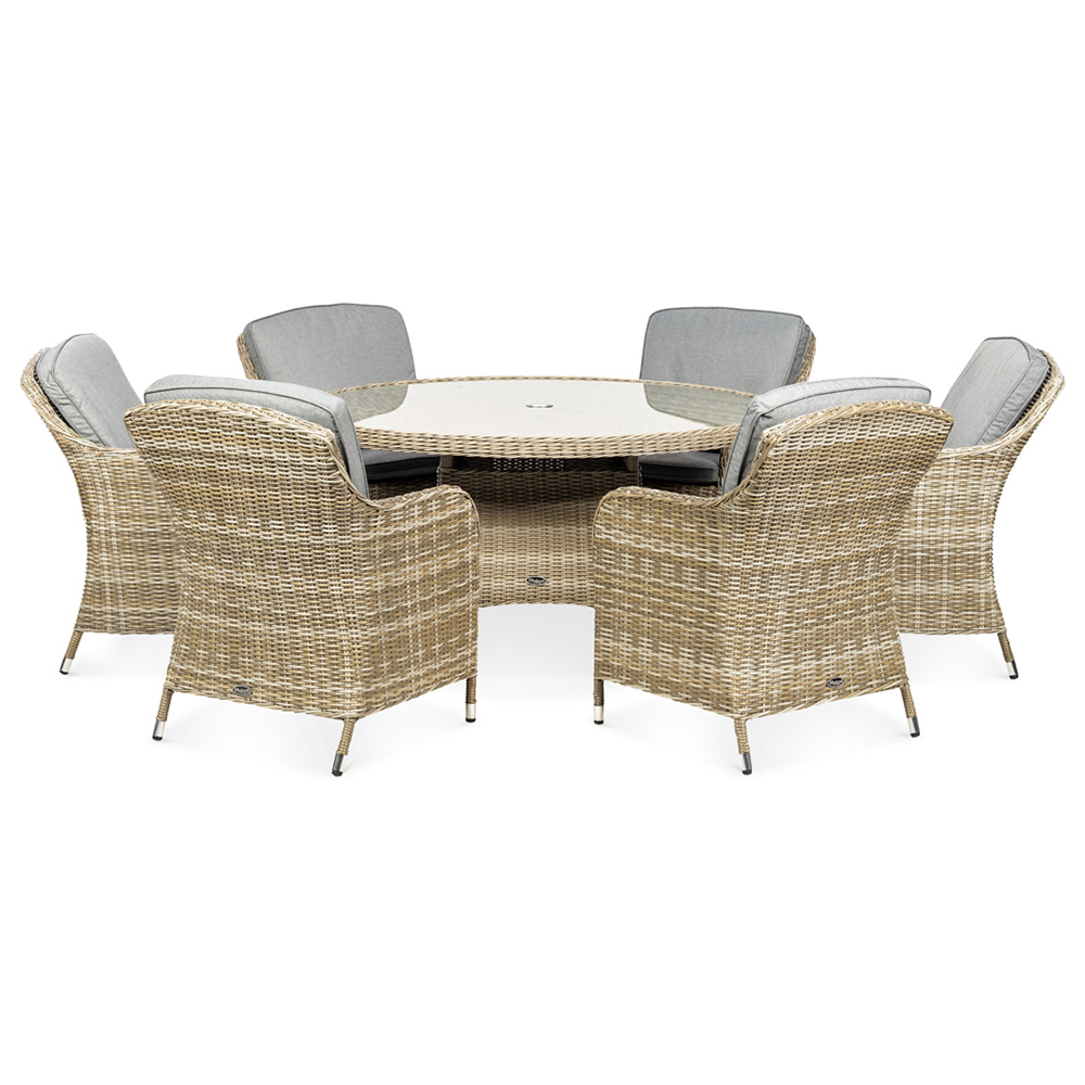Royalcraft Wentworth Rattan Effect 6 Seater Round Imperial Dining Set Image 3