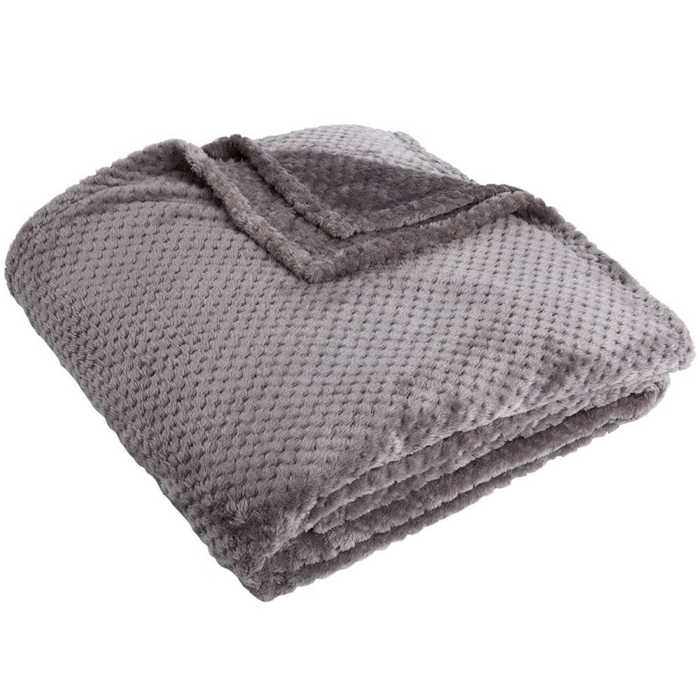 Wilko Charcoal Waffle Throw 200 x 240cm Image 1