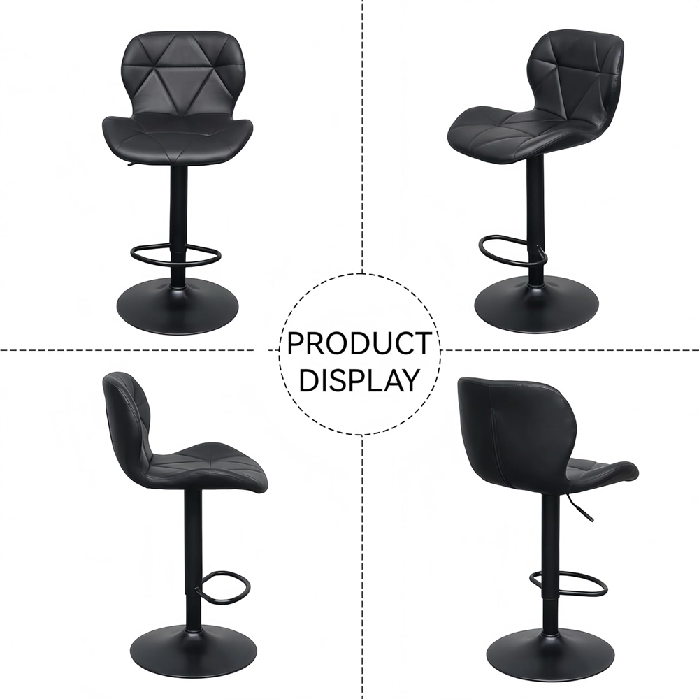 Alivio Black Faux Leather Height Adjustable Swivel Bar Stool Set of 2 Image 8