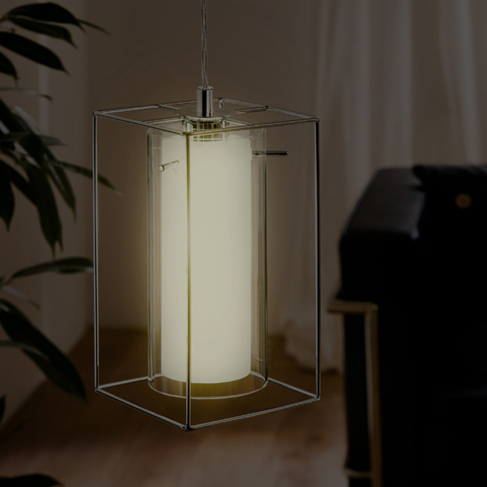 EGLO Loncino 1 Caged Glass Pendant Light Image 3