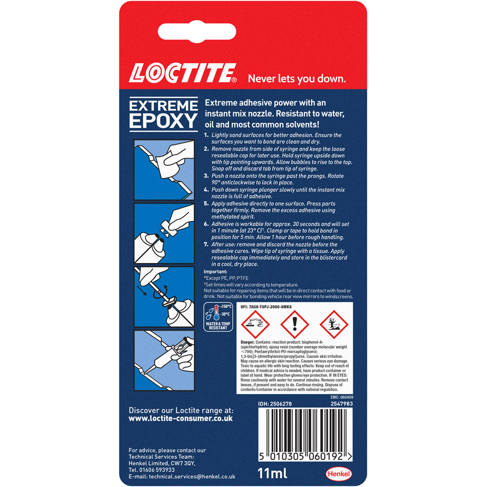 Loctite Extreme 1 Min Epoxy Glue 11ml Wilko