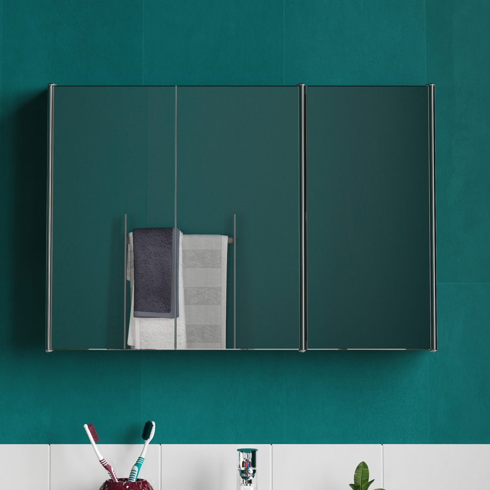 Lassic Bath Vida Tiano Silver 3 Door Mirror Bathroom Cabinet Image 5