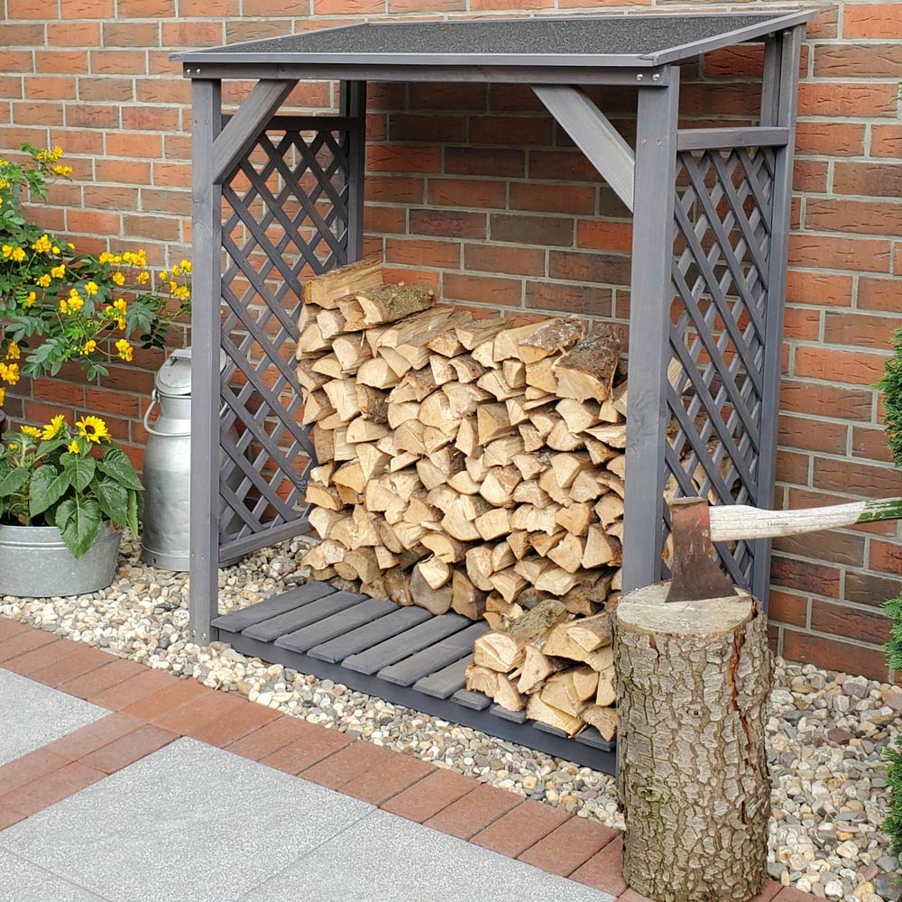 Promax Grey Modern Firewood Speyer Log Store Image 4