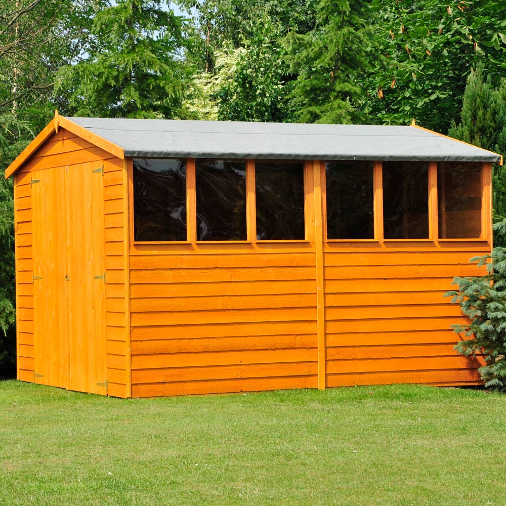 Shire 10 x 6ft Double Door Dip Treated Overlap Apex Shed with Window Image 2