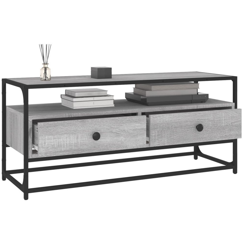 vidaXL Single Shelf 2 Drawer Grey Sonoma TV Cabinet Image 3