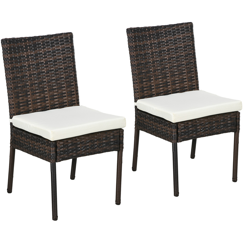 Outsunny Set of 2 Brown Rattan Garden Chair Image 2