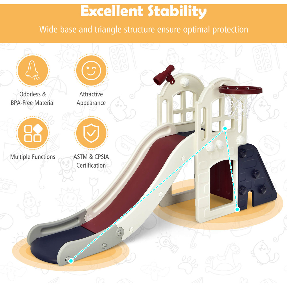 Costway 6-in-1 Toddler Blue Climber Slide Playset Image 7
