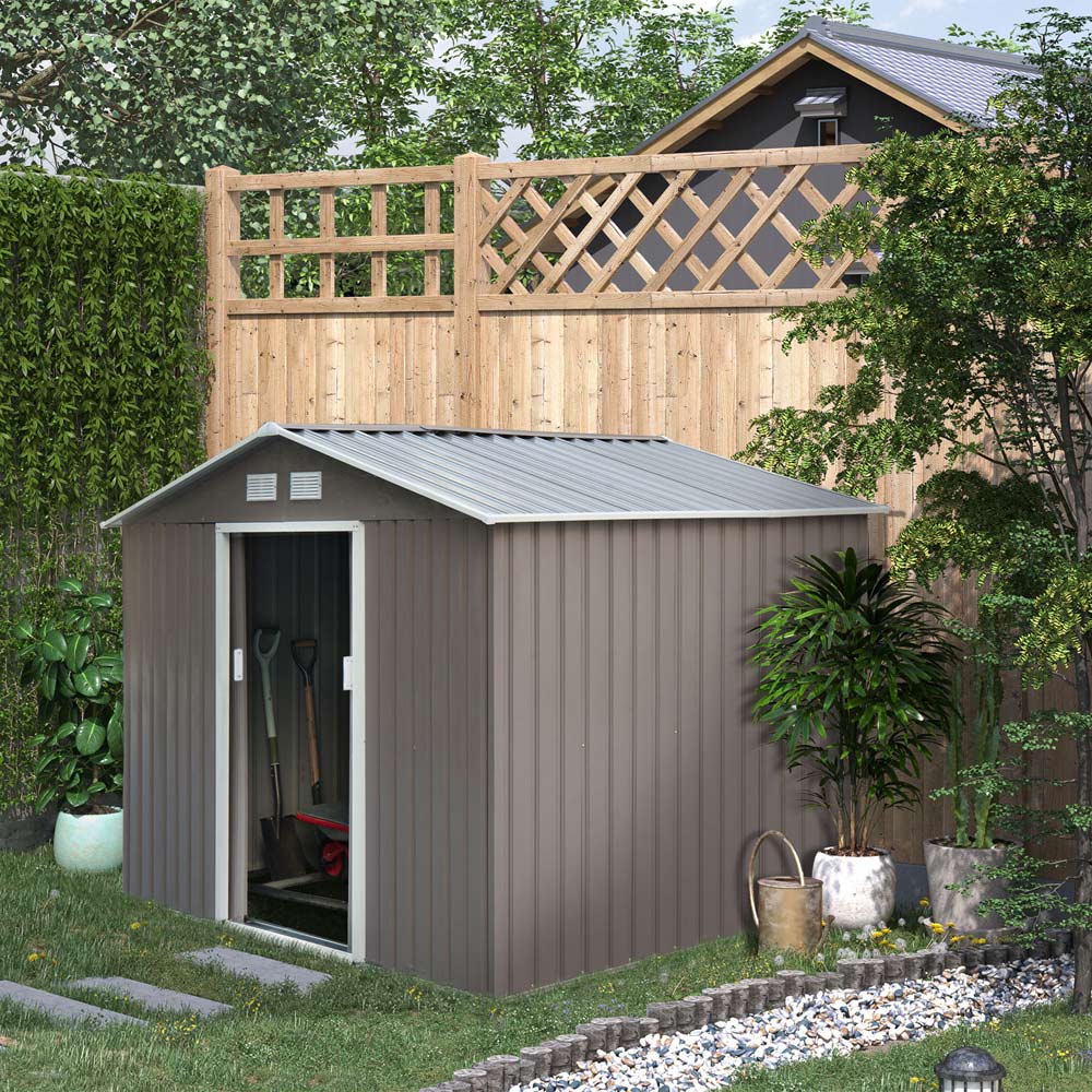 Outsunny Roofed Metal Storage Shed Image 2