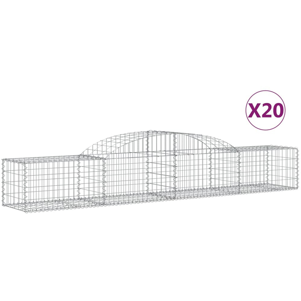 vidaXL Silver Galvanised Iron Arched Gabion Basket 300 x 50 x 40/60cm 20 Pack Image 2