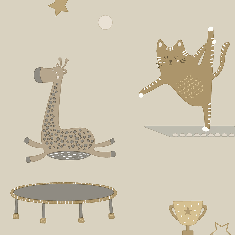 Holden Decor Animal Gymnastics Beige Wallpaper Image 3
