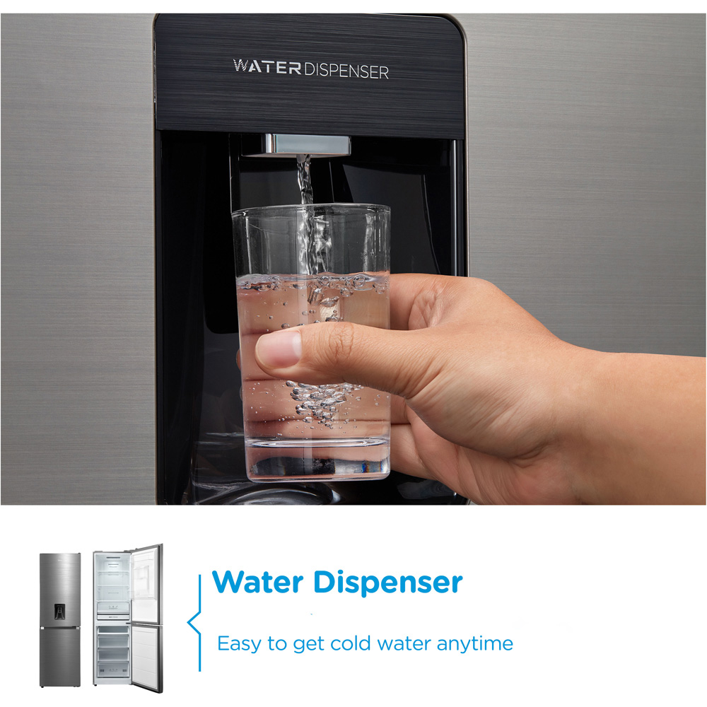 Midea MDRB379FGD46W Inox Total No Frost 273L Combi Fridge Freezer with Non-Plumbed Water Dispenser Image 4