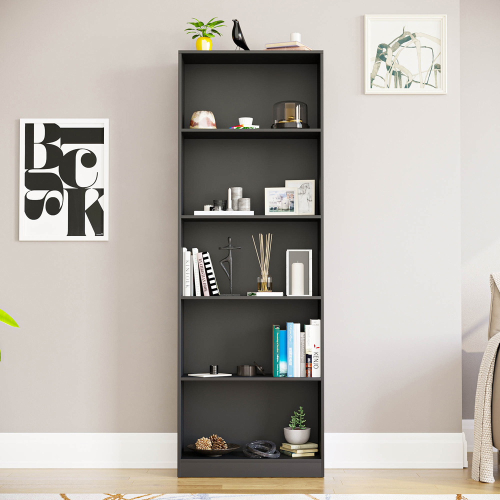 Vida Designs Cambridge 5 Shelf Black XL Bookcase  Image 3