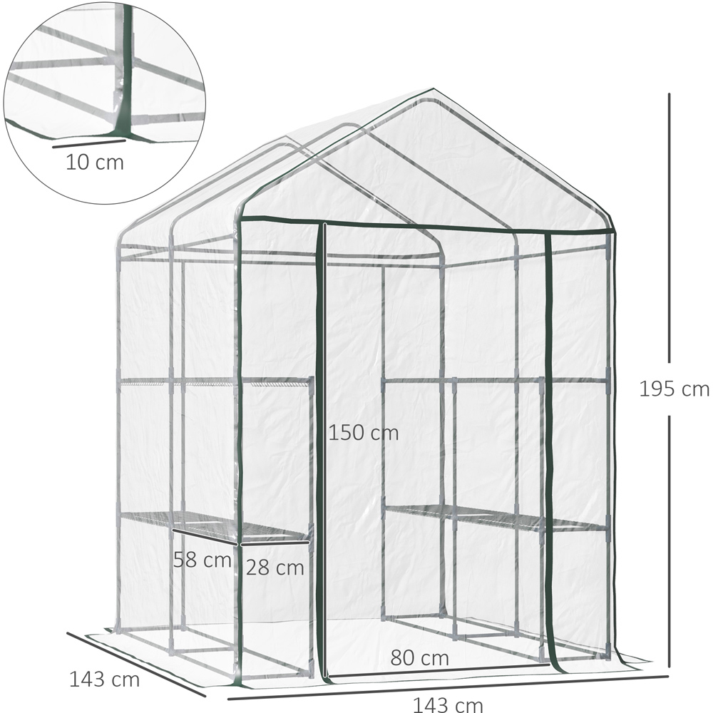 Outsunny Clear Steel Frame PVC 4.7 x 4.7ft Greenhouse Image 6